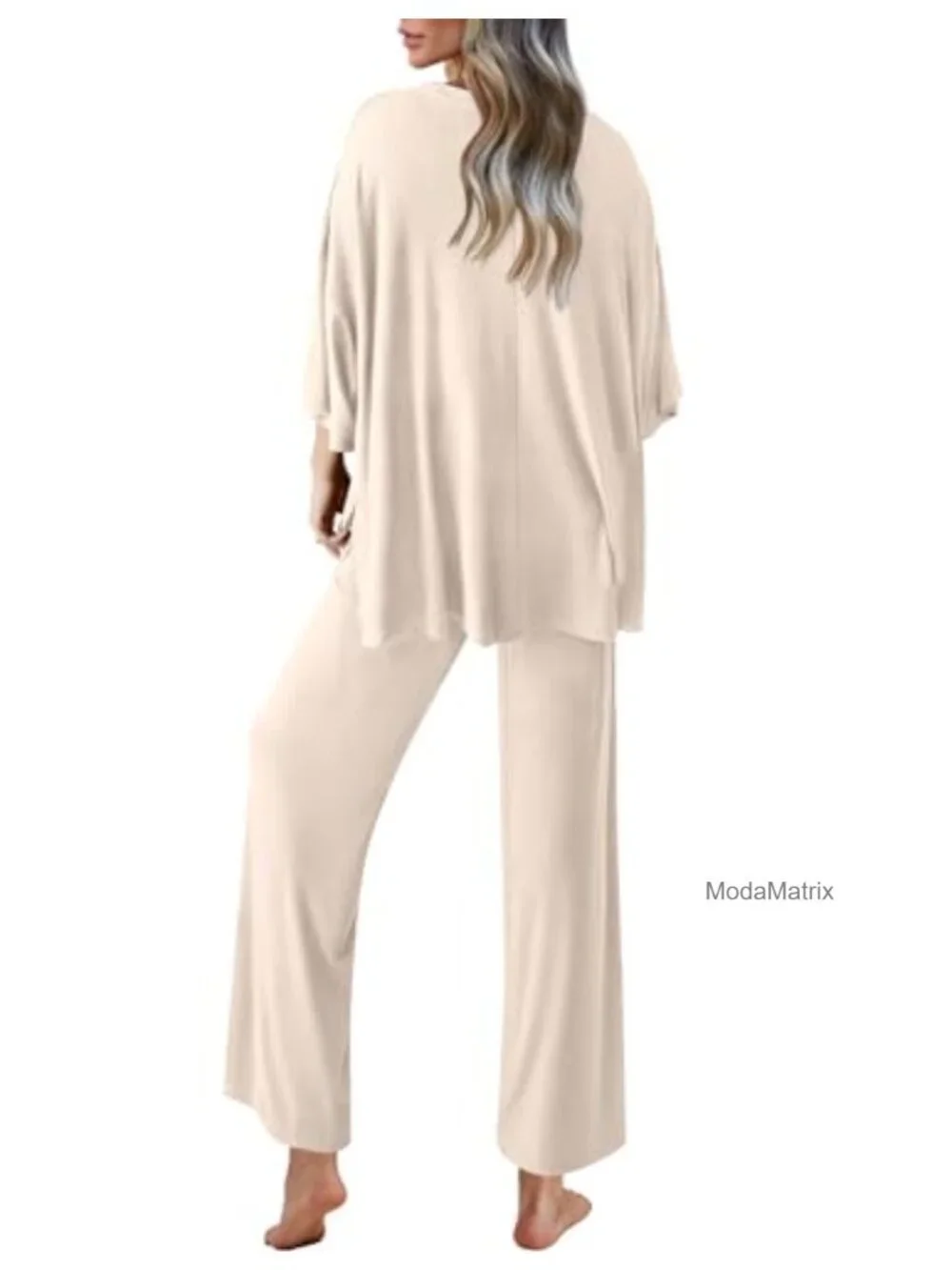 Comfy V-Neck Short Sleeve Lounge Set with Drawstring Pants for Women_3